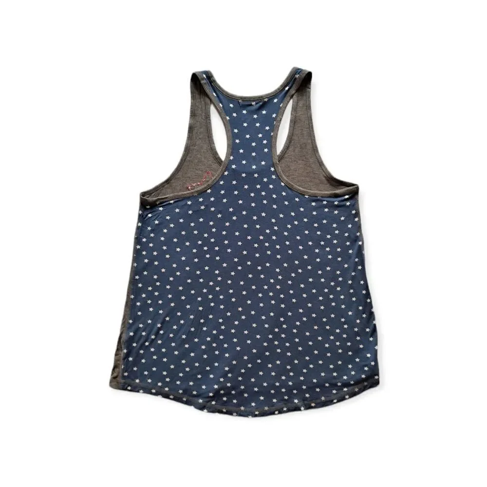 PJ Salvage Star Racerback Tank Pajama Top Blue Grey Medium